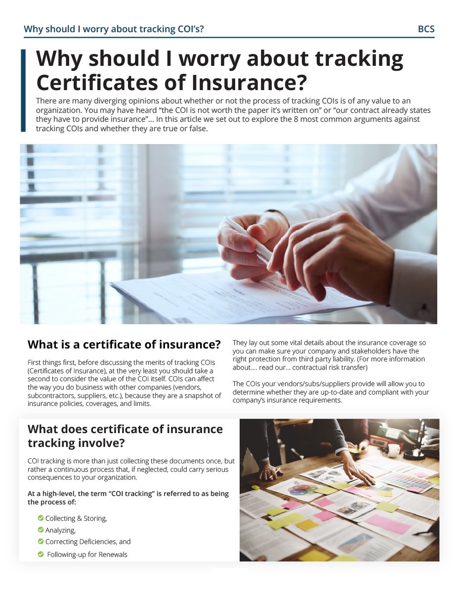 Why should I worry about tracking certificates of insurance?