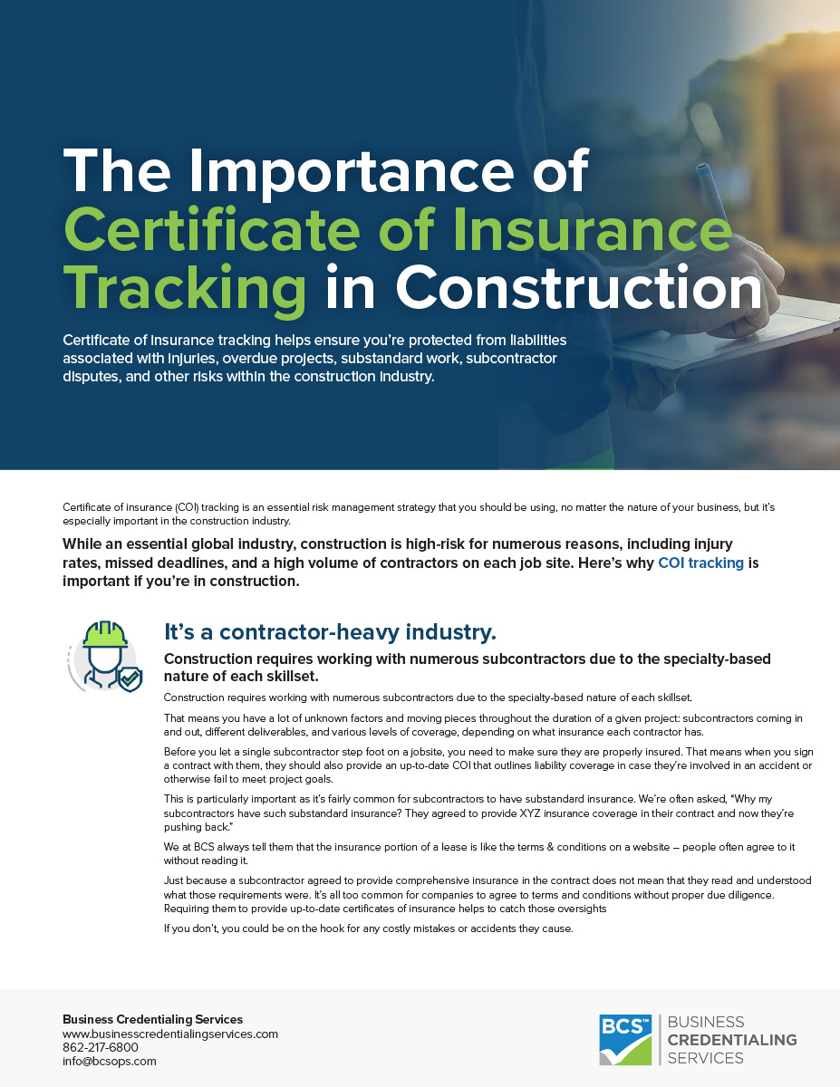 The Importance of Certificate of Insurance Tracking in Construction