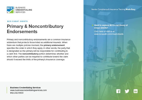 BCS-Cheat-Sheet-Primary & Noncontributory Endorsements